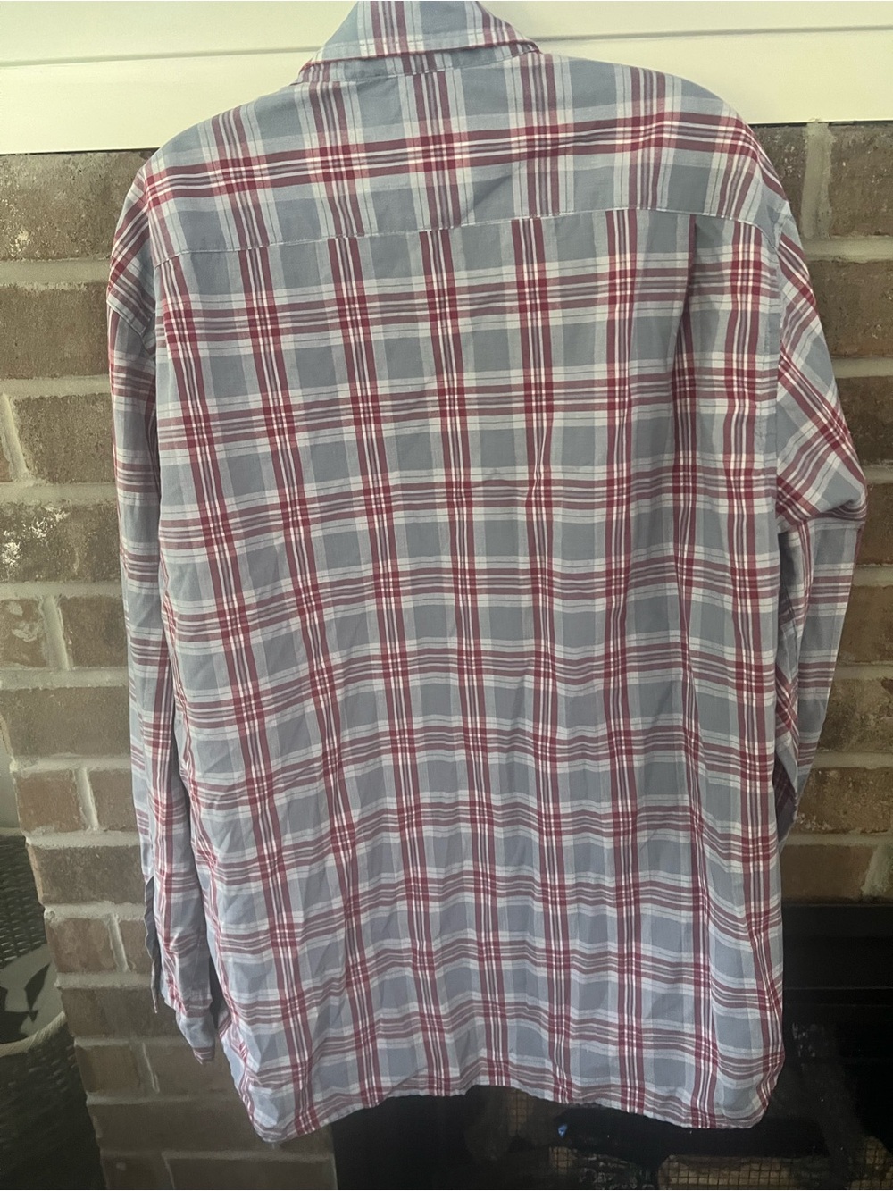Sonoma Men's Red and Light Blue Plaid Button-Down Shirt - Picture 3 of 3